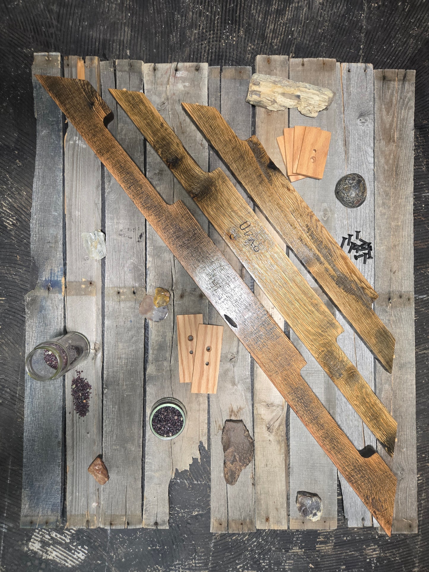 Pinhole Oak Corner Shelves