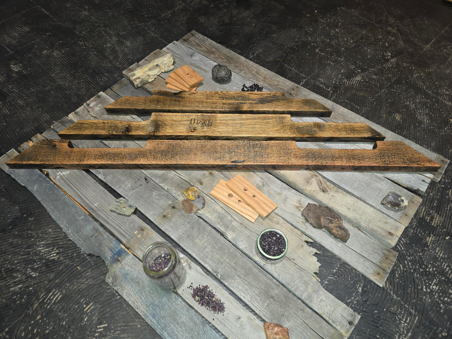 Pinhole Oak Corner Shelves