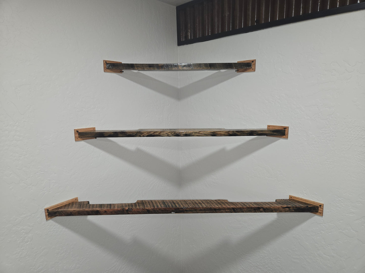 Pinhole Oak Corner Shelves