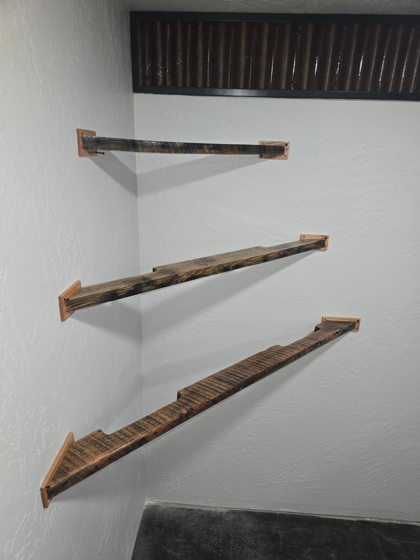 Pinhole Oak Corner Shelves