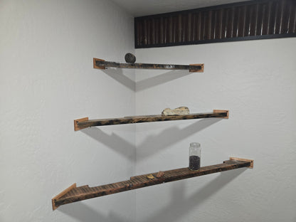 Pinhole Oak Corner Shelves