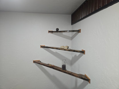 Pinhole Oak Corner Shelves